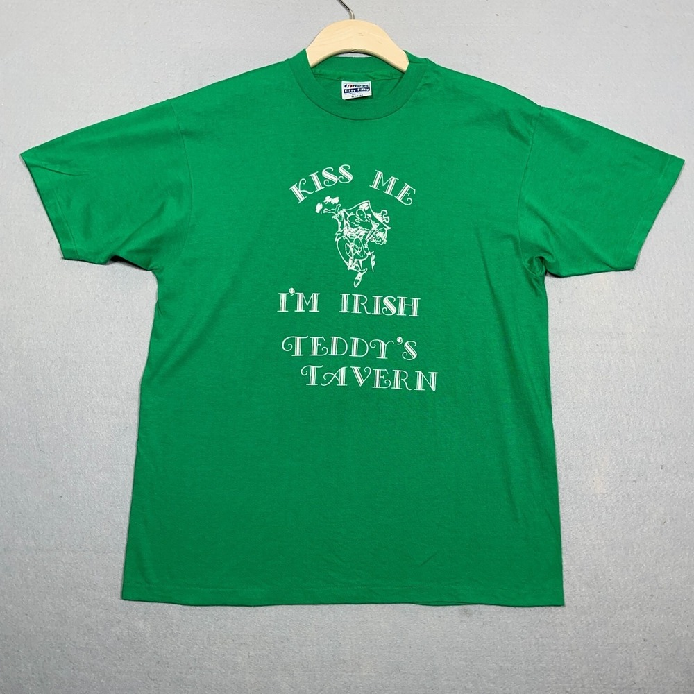 Vintage Shirt Men XL Kiss Me I'm Irish Made in USA Green St Patrick's Day 80s